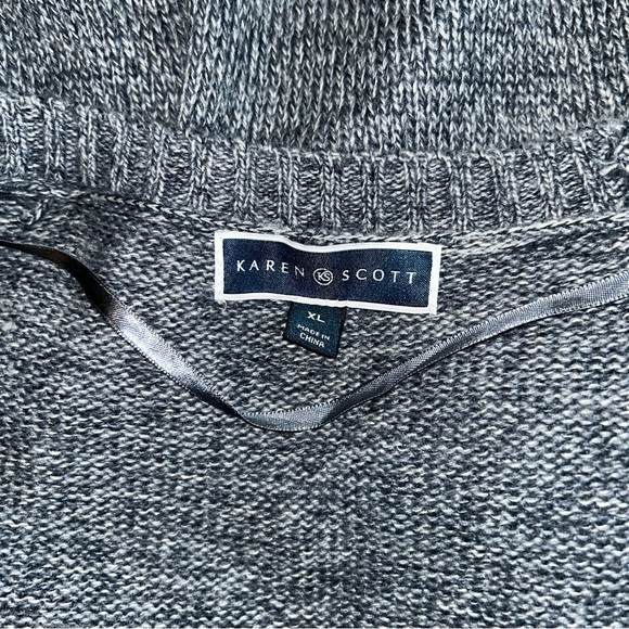 Karen Scott Heather Gray Cable Knit Cardigan - Picture 3 of 7